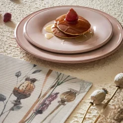 Fabrique de Styles Assiette plate en faïence rose poudré d28.5cm - constance* Assiettes