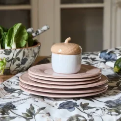 Fabrique de Styles Assiette plate en faïence rose poudré d28.5cm - constance* Assiettes