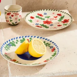 Fabrique de Styles Assiette plate en grès fleur d20.5cm - Bellagio* Assiettes