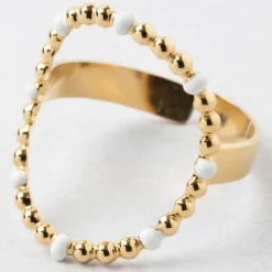 Fabrique de Styles Bague en acier inoxydable doré et blanc 50 / 58cm* Bijoux Fantaisie