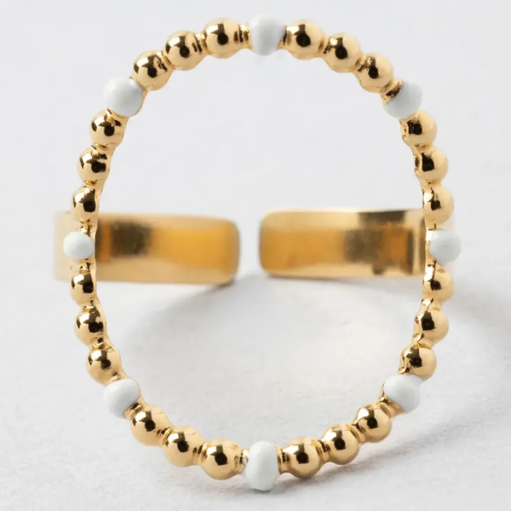 Fabrique de Styles Bague en acier inoxydable doré et blanc 50 / 58cm* Bijoux Fantaisie