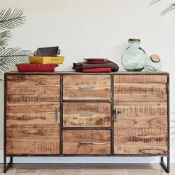 Fabrique de Styles Bahut en acacia et fer noir l150cm - Factory* Buffets Et Vitrines