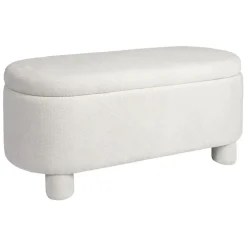 Fabrique de Styles Banc coffre en tissu écru - Tessia* Bancs Et Banquettes