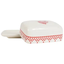 Fabrique de Styles Beurrier en faïence blanc et - damier* Accessoires De Table