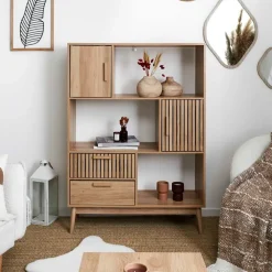 Fabrique de Styles Bibliotheque en bois naturel h140cm - Kara* Bibliothèques Et Étagères