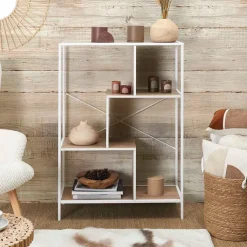 Fabrique de Styles Bibliothèque en fer blanc et bois h113cm - edison* Bibliothèques Et Étagères