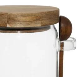 Fabrique de Styles Bocal avec cuillière et couvercle en verre borosilicate et acacia 90cl - Delices* Pots Et Bocaux