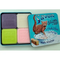 Fabrique de Styles Boite metal de 4 savons chat roux* Savon Solide