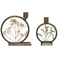 Fabrique de Styles Bougeoir en fer (x2) fleurs séchées* Photophores, Bougeoirs Et Lanternes