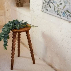 Fabrique de Styles Bout de canapé rond en bois recyclé d34cm - Campagne* Bouts De Canapé Et Tables D'appoint