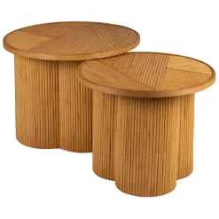Fabrique de Styles Bout de canapé ronds x2 nude en bambou et bois contreplaqué - Saori* Bouts De Canapé Et Tables D'appoint