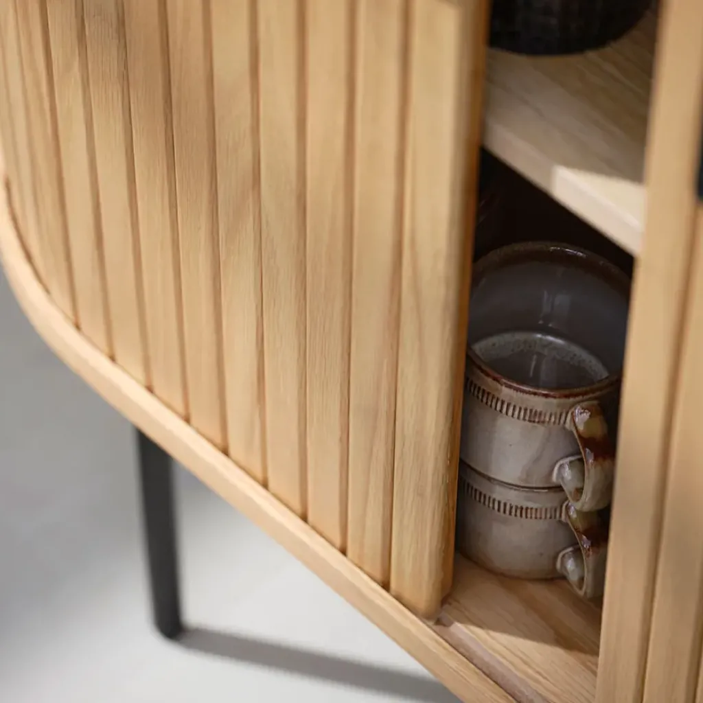 Fabrique de Styles Buffet placage chêne 3 étagères h118cm - nola* Buffets Et Vitrines