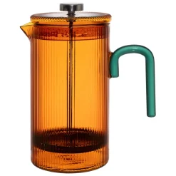 Fabrique de Styles Cafetière à piston striée en verre borosilicate et émeraude 1L* Théières Et Cafetières