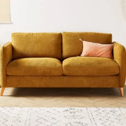 Fabrique de Styles Canapé convertible 2 places Gustave - Tissu Texturé - Crown Moutarde* Canapés Convertibles