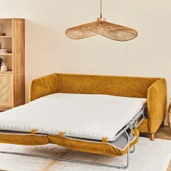 Fabrique de Styles Canapé convertible 2 places Gustave - Tissu Texturé - Crown Moutarde* Canapés Convertibles