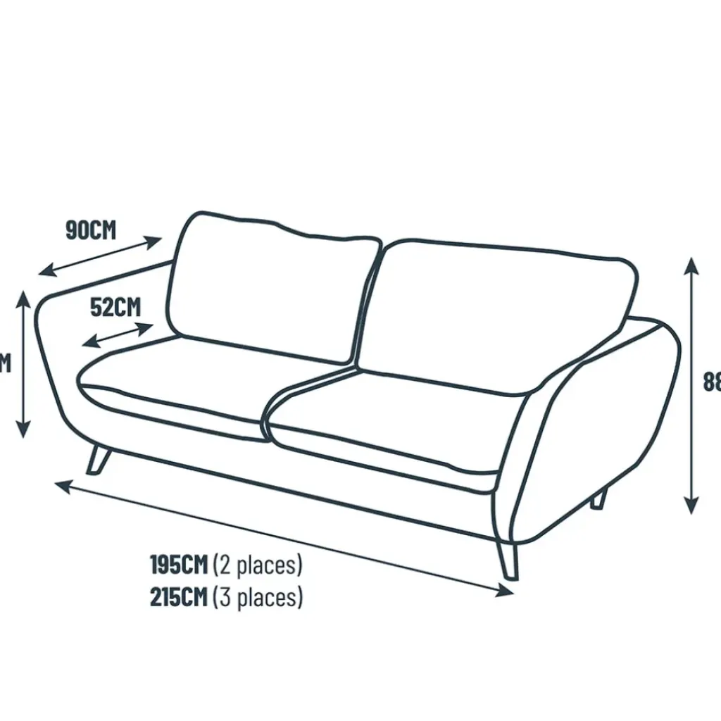 Fabrique de Styles Canapé fixe 3 places Axel - Tissu - Enjoy Vert D'Eau* Canapés Fixes