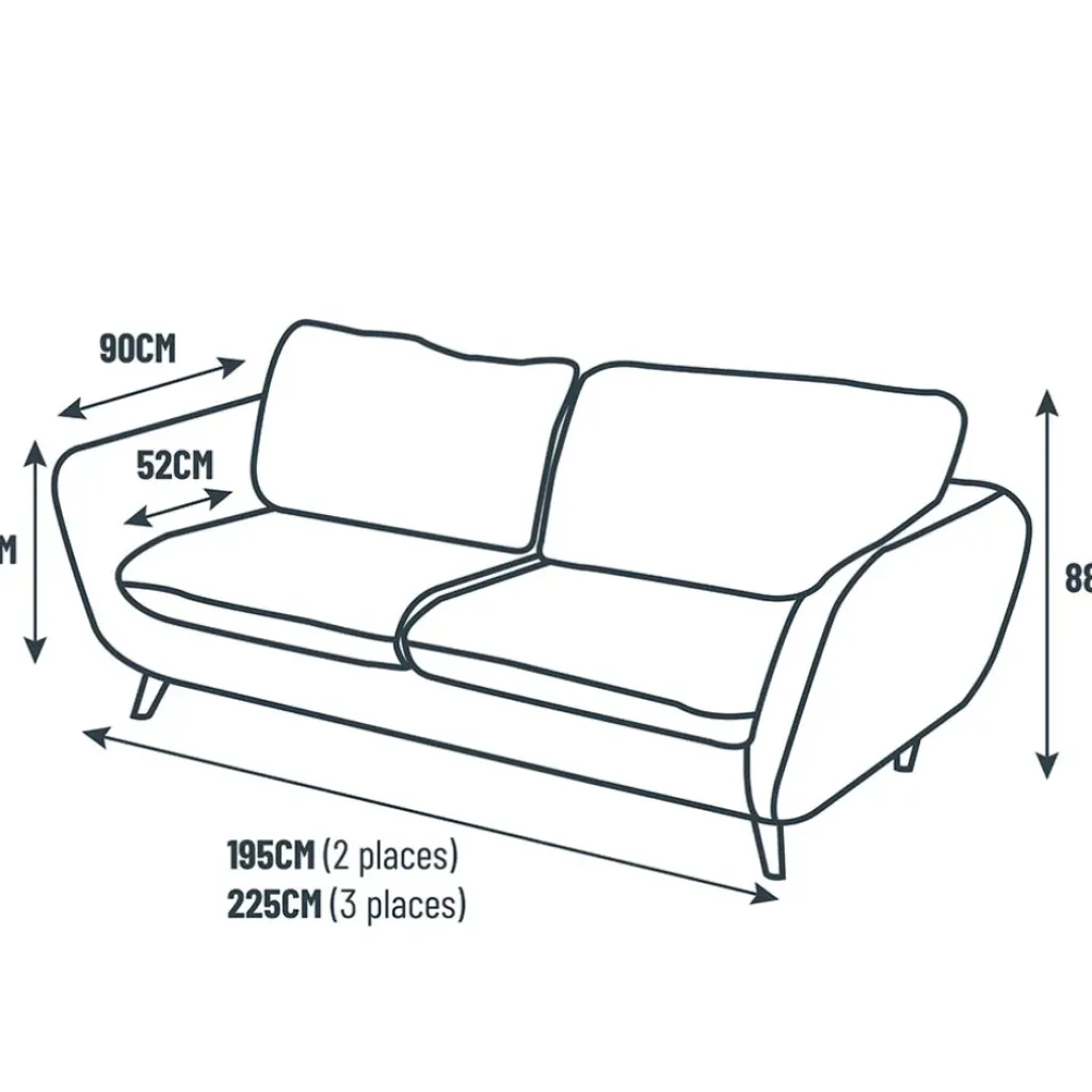 Fabrique de Styles Canapé fixe 3 places Axel - Tissu - Enjoy Vert D'Eau* Canapés Fixes