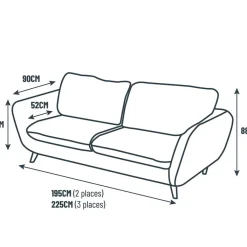 Fabrique de Styles Canapé fixe 3 places Axel - Tissu - Enjoy Vert D'Eau* Canapés Fixes