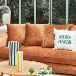 Fabrique de Styles Canapé fixe 3 places Basile - Velours Texturé - Perfect Harmony Écureuil* Canapés Fixes