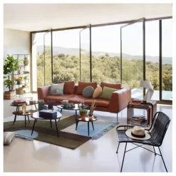 Fabrique de Styles Canapé fixe 3 places en cuir vintage cognac - Montino* Canapés Fixes