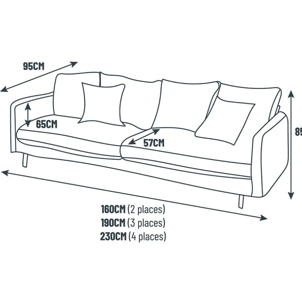 Fabrique de Styles Canapé fixe 4 places Marius - Effet Velours - Seven Turtle* Canapés Fixes