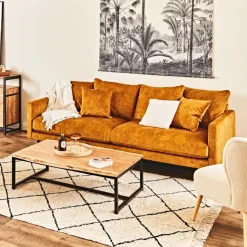 Fabrique de Styles Canapé fixe 4 places Marius - Velours Vintage - Adore Gold* Canapés Fixes