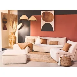 Fabrique de Styles Canapé modulable 4 places avec pouf ivoire - Aubin* Canapés Modulables