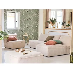 Fabrique de Styles Canapé modulable 4 places avec pouf ivoire - Aubin* Canapés Modulables