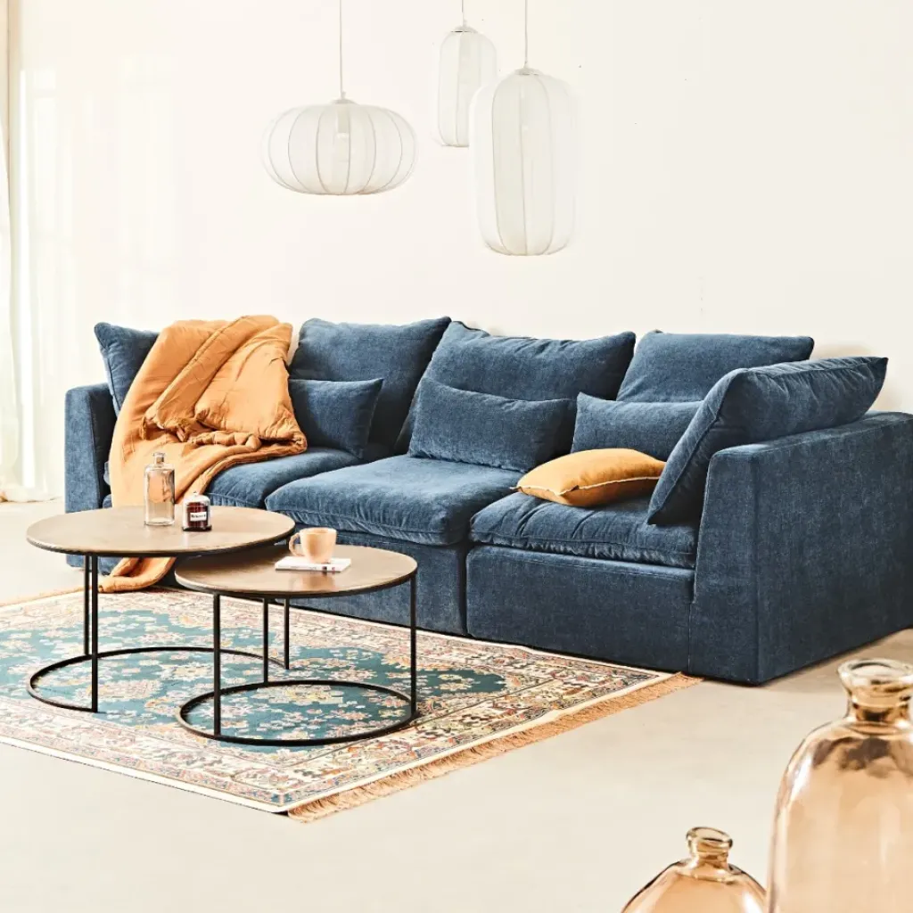 Fabrique de Styles Canapé modulable 3 places é avec pouf - Auguste* Canapés Modulables