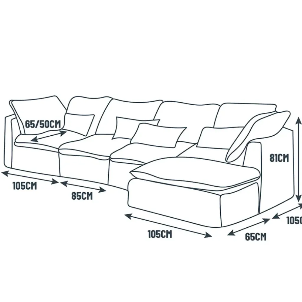 Fabrique de Styles Canapé modulable 4 places é avec pouf - Auguste* Canapés Modulables