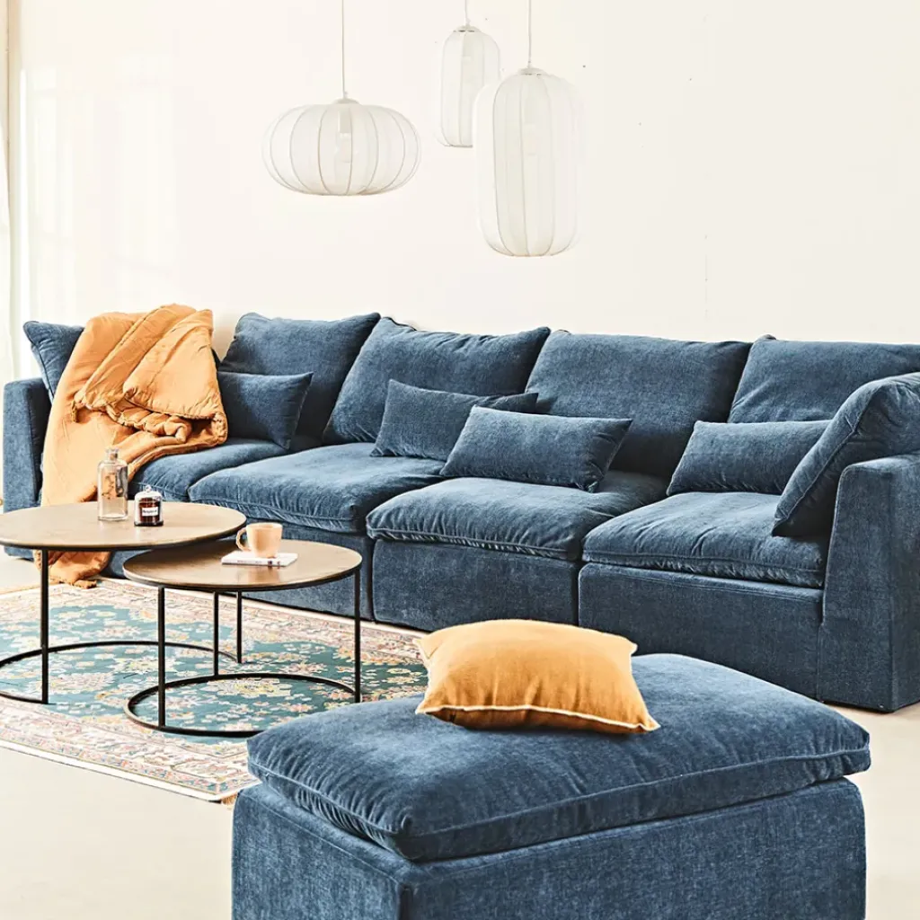 Fabrique de Styles Canapé modulable 4 places é avec pouf - Auguste* Canapés Modulables