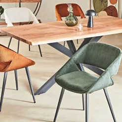 Fabrique de Styles Chaise avec accoudoirs en velours côtelé foncé - Alma* Chaises