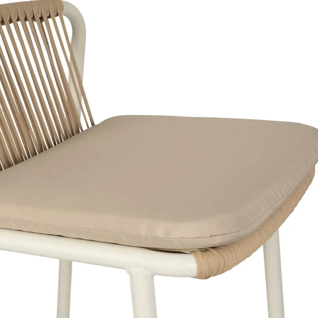 Fabrique de Styles Chaise de bar d'extérieur avec coussin en tissu beige et blanc h97cm - Ajay*Enfant Chaises, Fauteuils|Jardin