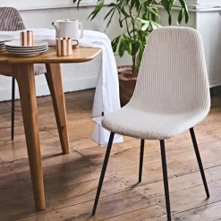 Fabrique de Styles Chaise salle à manger en velours côtelé beige - Scarlett* Chaises