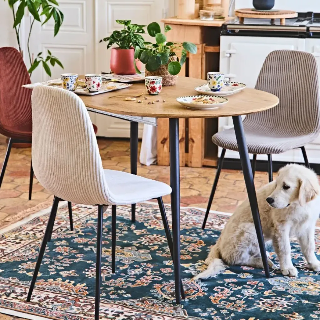 Fabrique de Styles Chaise salle à manger en velours côtelé beige - Scarlett* Chaises