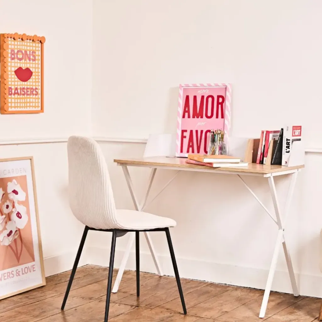 Fabrique de Styles Chaise salle à manger en velours côtelé beige - Scarlett* Chaises