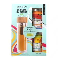 Fabrique de Styles Coffret thé, maté et rooibos mangue passion avec gourde en verre* Cafés, Thés Et Infusions