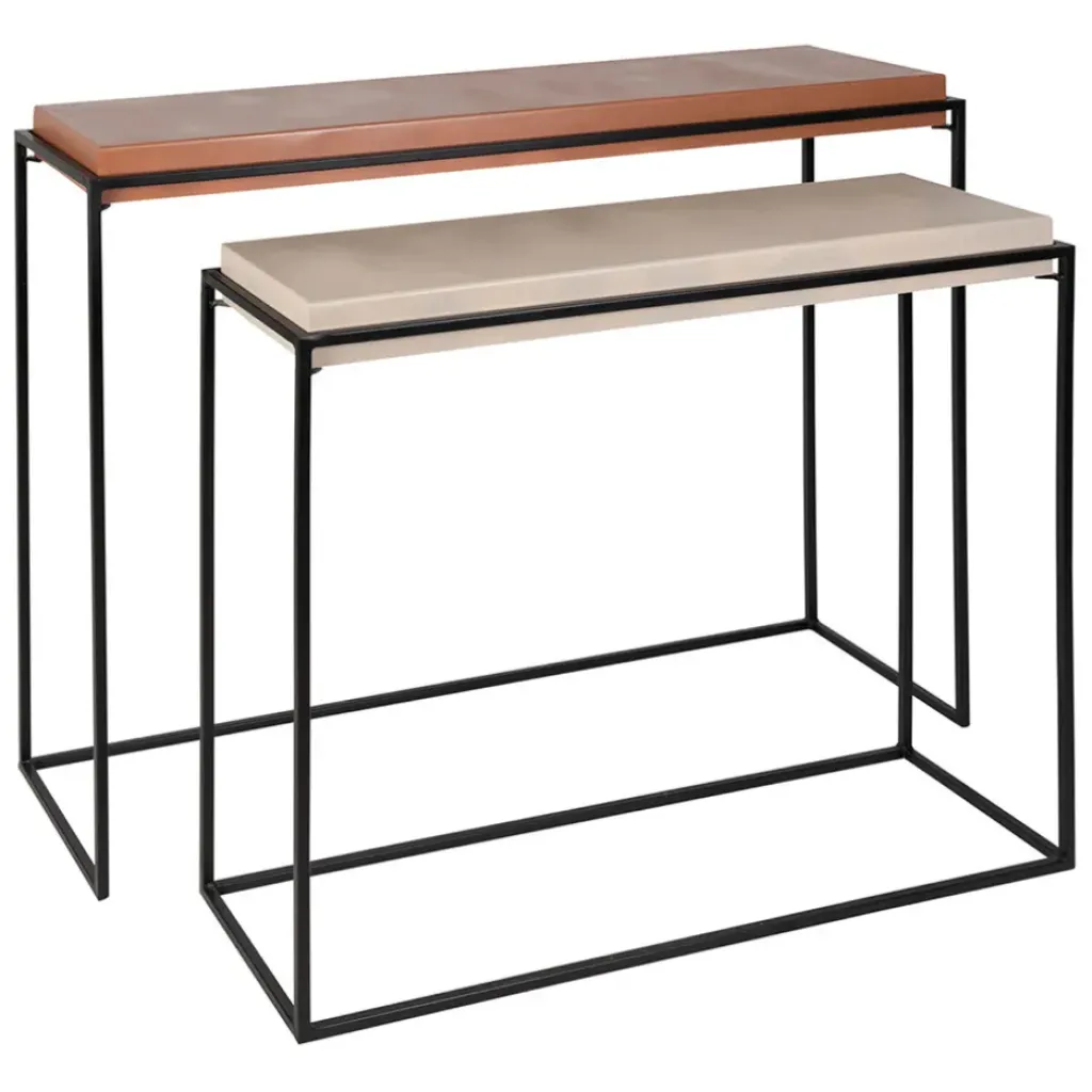 Fabrique de Styles Console gigogne (x2) en fer et beige - Ario* Consoles