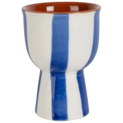 Fabrique de Styles Coquetier en grès rayé et blanc d4.5cm - Alaria* Accessoires De Table