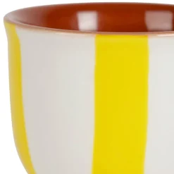 Fabrique de Styles Coquetier en grès rayé jaune et blanc d4.5cm - Alaria* Accessoires De Table