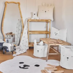 Fabrique de Styles Corbeille ourson en velours écru h35cm - Songes*Enfant Déco