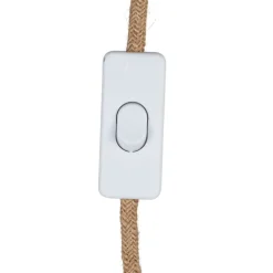 Fabrique de Styles Cordon électrique avec interrupteur en tissu naturel et blanc 1.75m* Ampoules Et Cordons Électriques