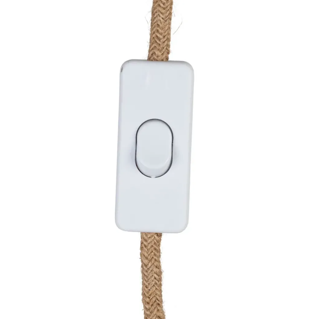 Fabrique de Styles Cordon électrique avec interrupteur en tissu naturel et blanc 1.75m* Ampoules Et Cordons Électriques