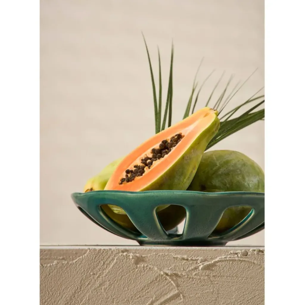 Fabrique de Styles Coupe en grès émeraude moucheté d28cm - Organic* Plats Et Saladiers