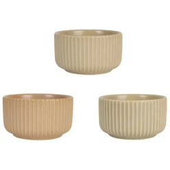 Fabrique de Styles Coupelles x3 en grès nude et plateau en hévéa - Sweet Leaves* Bols Et Coupelles
