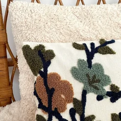 Fabrique de Styles Coussin en coton brodé fleuri écru 30x50cm* Coussins Et Housses