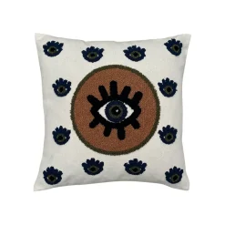 Fabrique de Styles Coussin en coton Oeil Protecteur marron 40x40cm - Influence* Coussins Et Housses