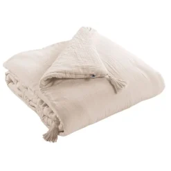 Fabrique de Styles Couvre lit en gaze de coton unie pampa 90x200cm - Gaia* Couvre-lits