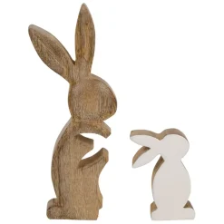 Fabrique de Styles Déco duo lapin en manguier naturel et blanc - Floreal* Petits Objets Déco