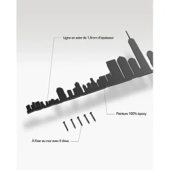 Fabrique de Styles Décoration murale ligne en acier NYC L50cm* Déco À Suspendre Et Adhésive
